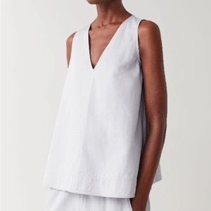 COS Sleeveless A-line Top With V-neck In White